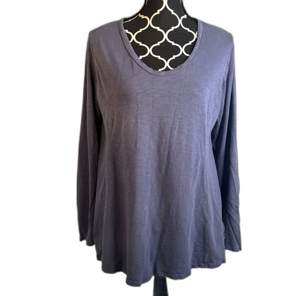JOH Gray Scoop Neck Long Sleeve Aline 100% Cotton Basic Top‎ Size Medium